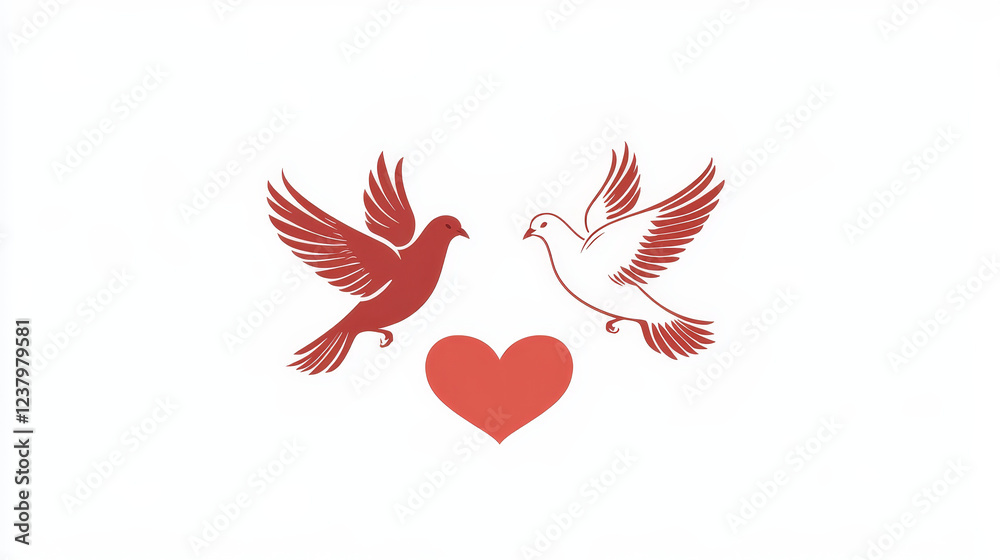 Doves and pigeons birds logo set for peace concept and wedding design Doves and pigeons birds logo set for peace concept and wedding design