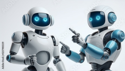 happy, cute humanoid robot point, full body, photo, ultra realistic, perfect light, isolated ,money ,business