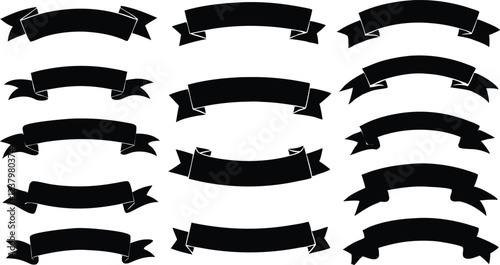 vintage Ribbon banner silhouette set,Ribbon banner  flat vector icon set