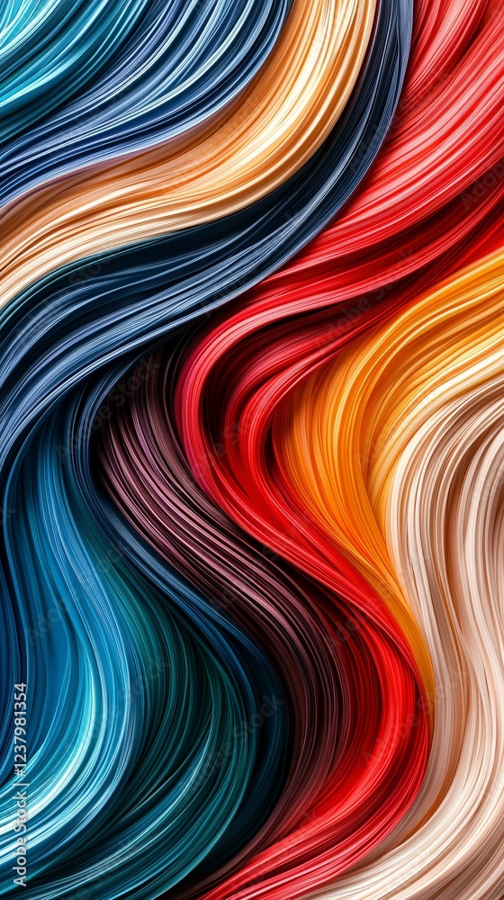 Naklejka premium Smooth colorful lines creating a vibrant and dynamic abstract composition
