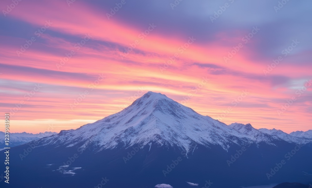 Dramatic sunset over snow-capped mountain Dramatic sunset over snow-capped mountain