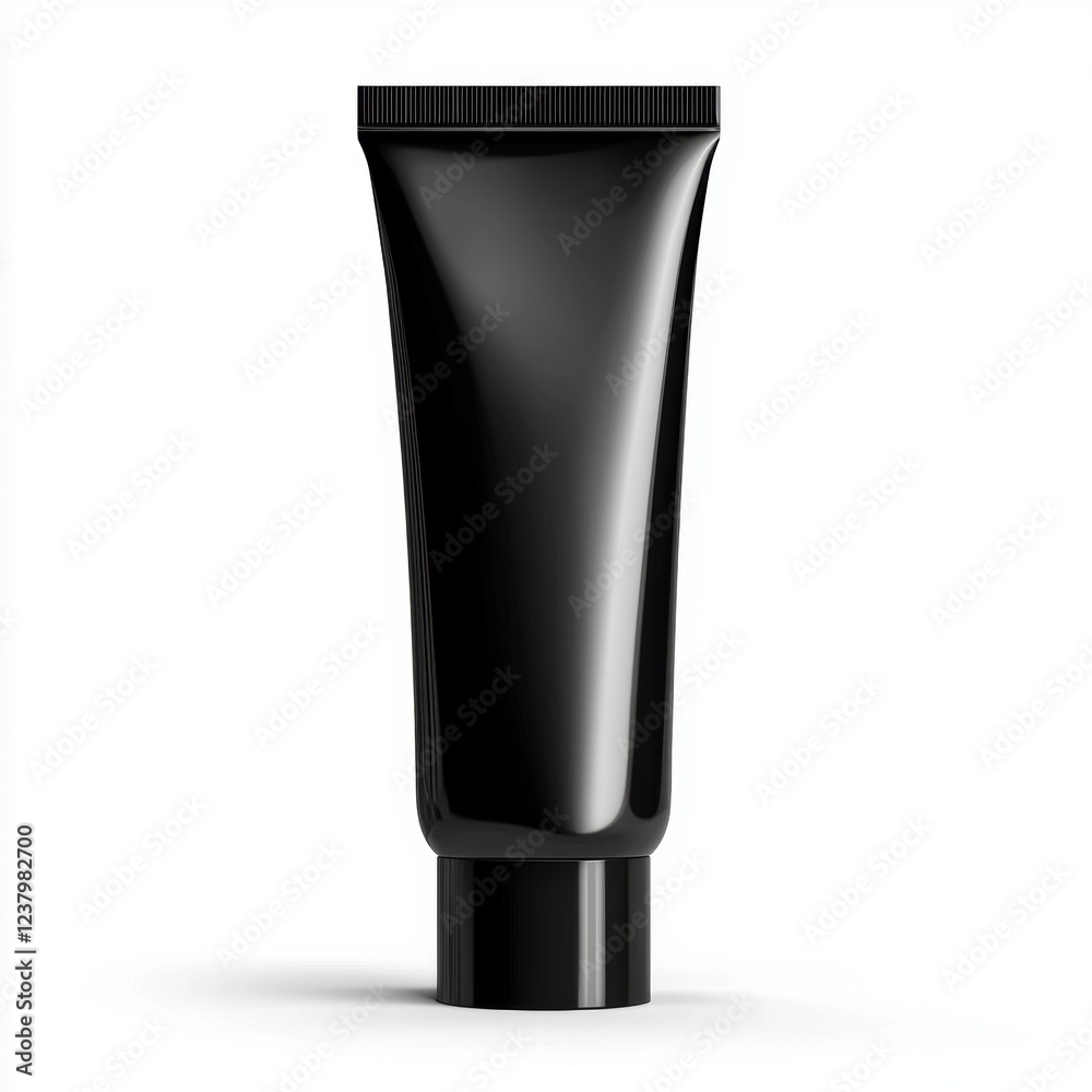 Charcoal toothpaste tube mockup with a sleek black design, isolated on a clean white background Charcoal toothpaste tube mockup with a sleek black design, isolated on a clean white background