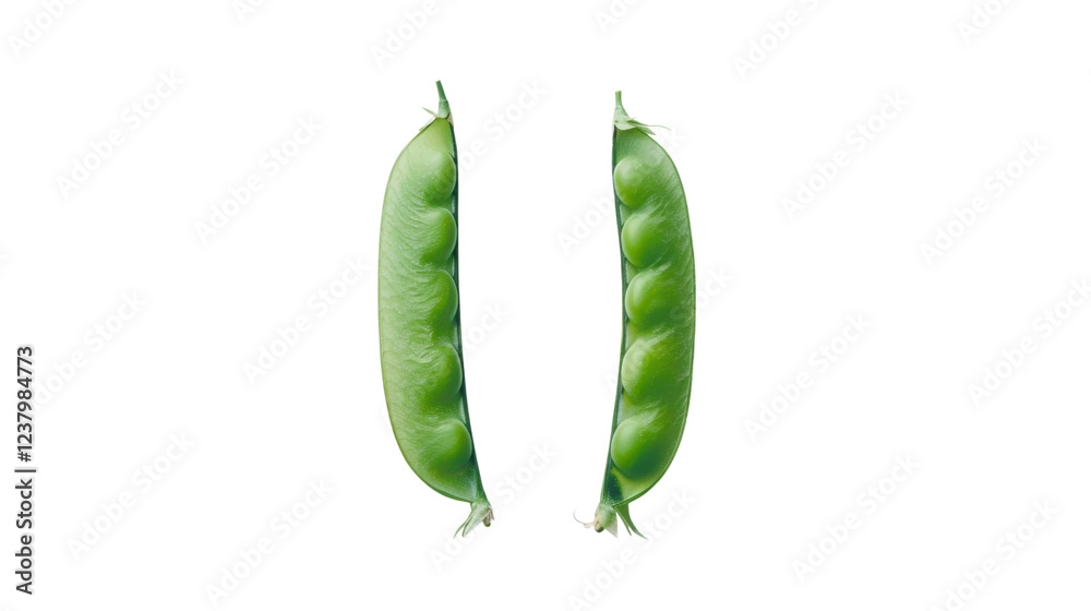 Two fresh green pea pods on transparent background Two fresh green pea pods on transparent background