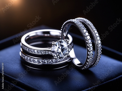 Luxury Platinum Wedding Ring Set with Brilliant-Cut Diamonds – Elegant and Timeless Design