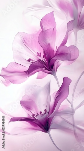 Magenta and Soft White Floral Abstract Design in Soft Background