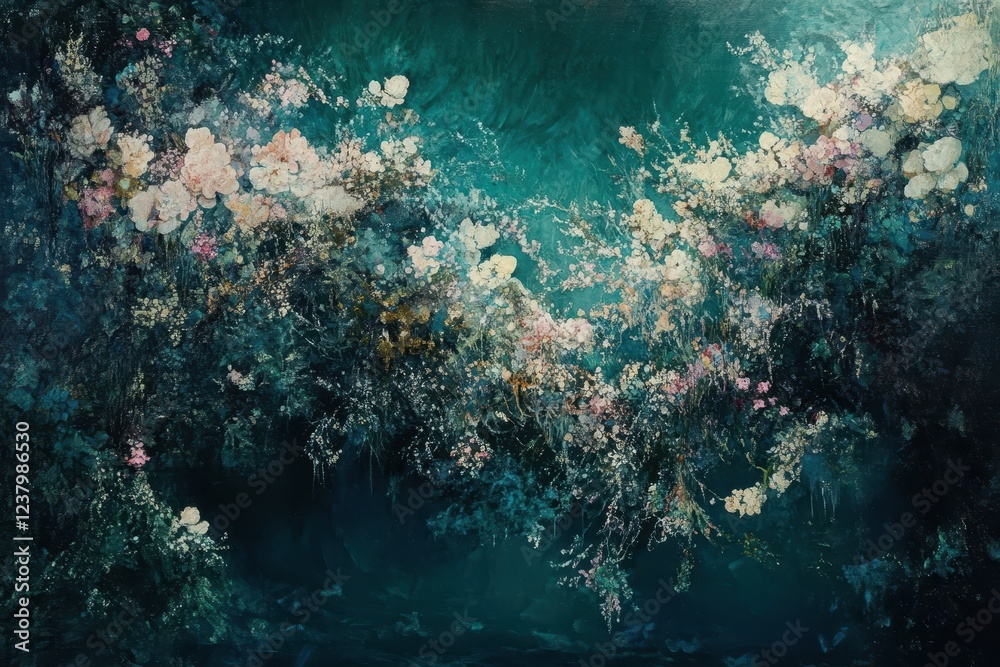 Fototapeta premium Vibrant Floral Scene with Abstract Background and Rich Color Palette