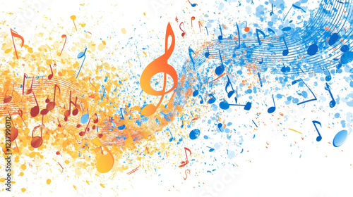 Song wave with music notes, sound swirl with treble clef and signs on curvy stave. Isolated vector monochrome melody flow. Performance and concert black and white swirling tune, wavy curl