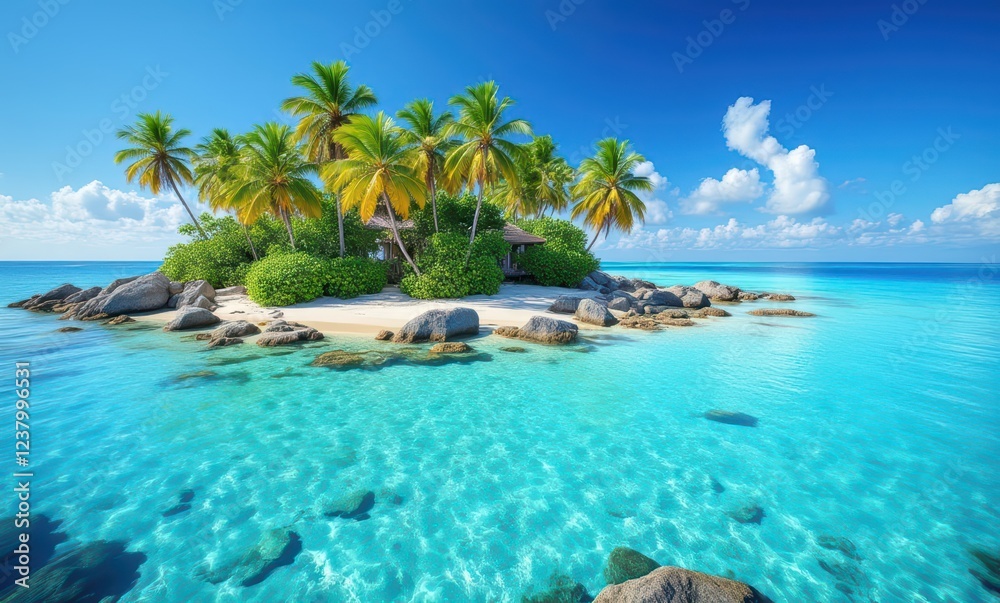 Tropical island paradise with clear waters Tropical island paradise with clear waters