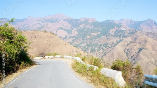 Driving along the highway, surrounded by the famous no man's land natural scenery of Dehradun, Uttarakhand, India. photo
