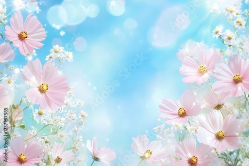 Summer background with chamomile flowers.