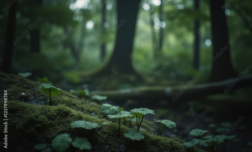 Serene green forest with lush vegetation Serene green forest with lush vegetation