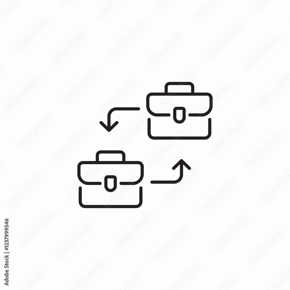 Business briefcase arrows icon vector sign Business briefcase arrows icon vector sign