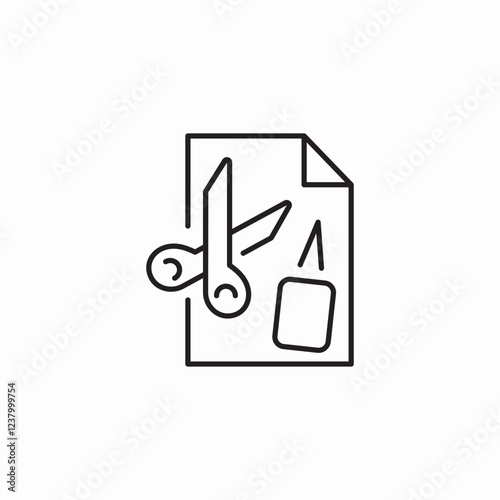 Document scissors icon vector sign