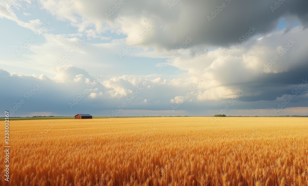 Golden wheat field under cloudy sky Golden wheat field under cloudy sky