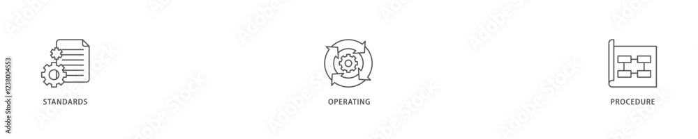 SOP icon set flow process which consists of instruction, quality, manual, process, operation, sequence, workflow, iteration, and puzzle icon live stroke and easy to edit . SOP icon set flow process which consists of instruction, quality, manual, process, operation, sequence, workflow, iteration, and puzzle icon live stroke and easy to edit .