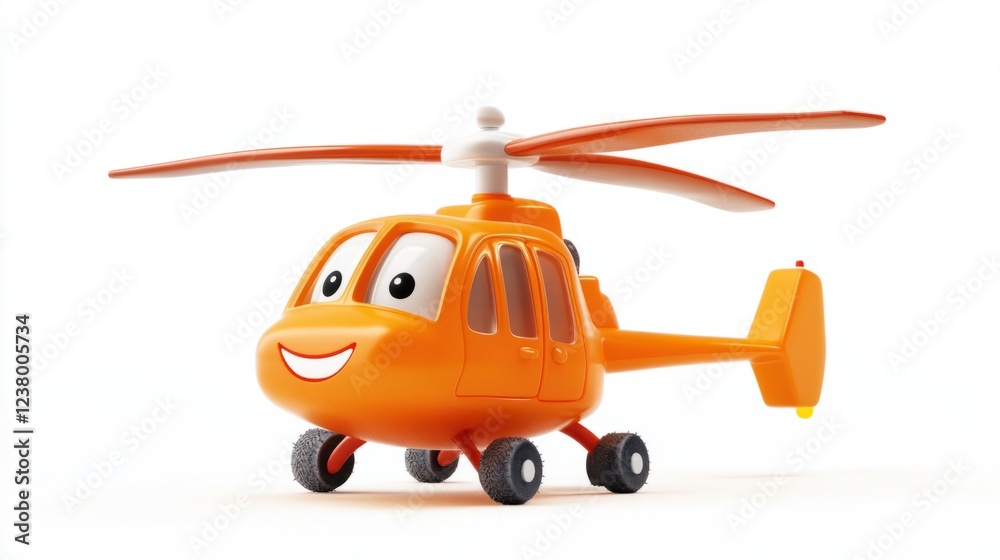 Happy little helicopter with tiny wheels and a smiling cockpit, isolated on white Happy little helicopter with tiny wheels and a smiling cockpit, isolated on white