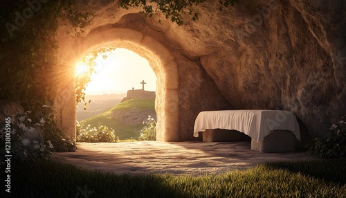 Empty Tomb Sunrise Resurrection Easter Hope