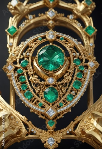 Joyero con esmeraldas y diamantes en oro brillante y formas geométricas con acabado mate, geometría, pulsera, joyería