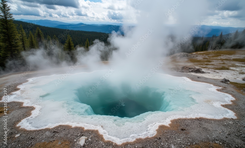 Vibrant geothermal hot spring in nature Vibrant geothermal hot spring in nature