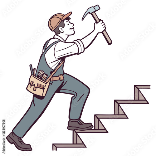 young handsome man climbs up on a stair vector image on a white background 