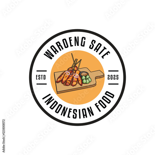 Minimalist sate indonesia food logo template illustration concept