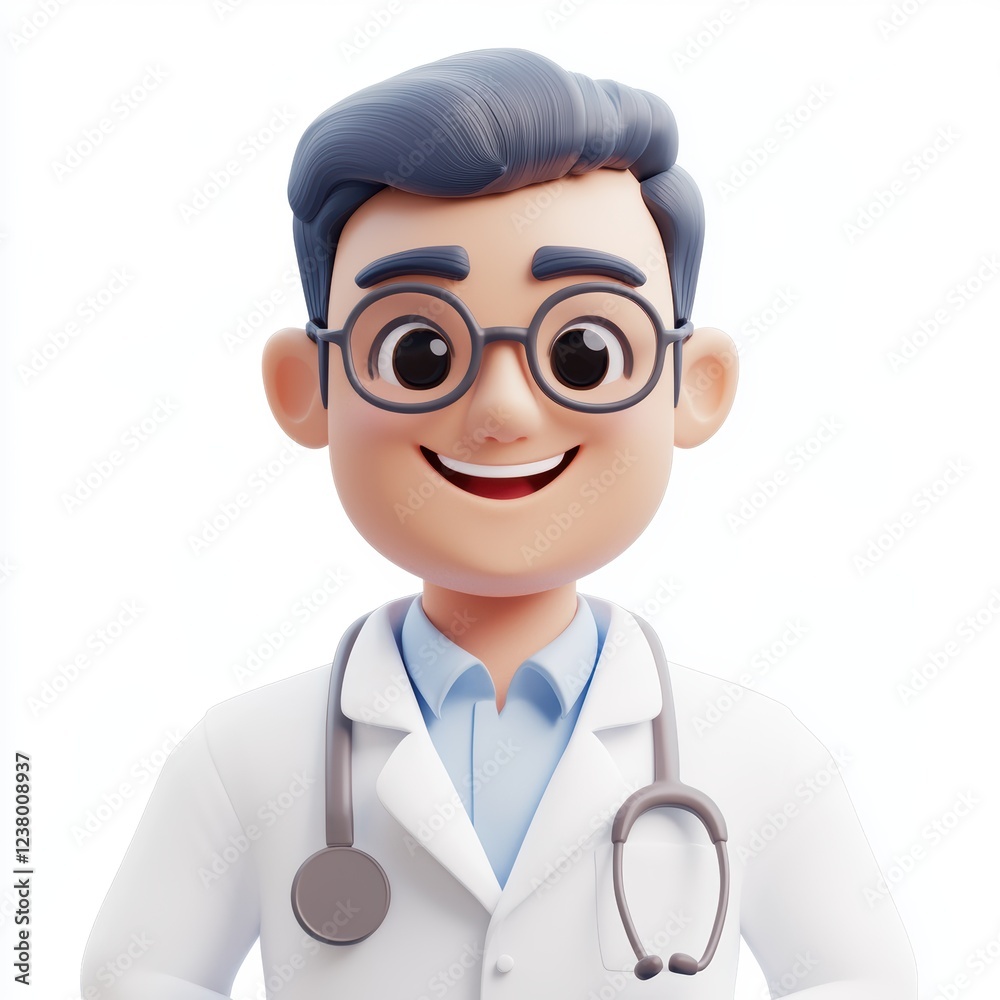Doctor in a white coat smiling confidently, isolated on a clean white background Doctor in a white coat smiling confidently, isolated on a clean white background