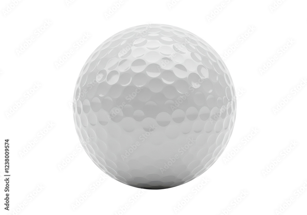 A glossy white golf ball with dimples, isolated on a white background A glossy white golf ball with dimples, isolated on a white background