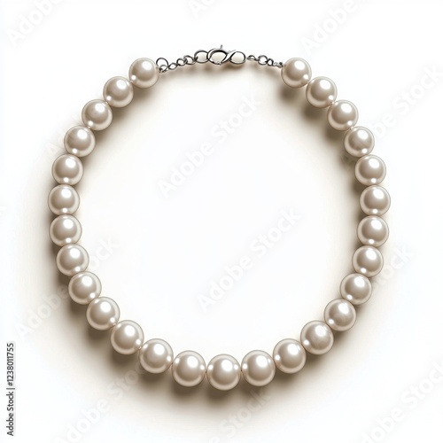 Wallpaper Mural Elegant pearl necklace with a minimalist clasp, centered on a clean white background Torontodigital.ca