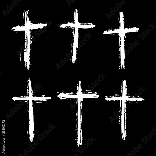 Cross doodle hand drawn set vector sketch drawing line catholic easter ash wednesday