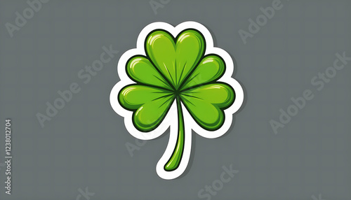 A charming PNG illustration of a lucky shamrock, designed as a sticker with a transparent background.