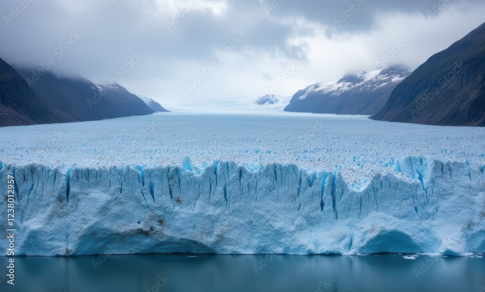 Stunning blue glacier landscape under clouds Stunning blue glacier landscape under clouds