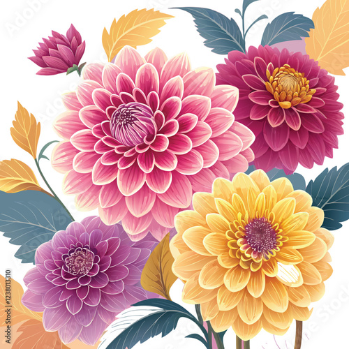 set of flowers