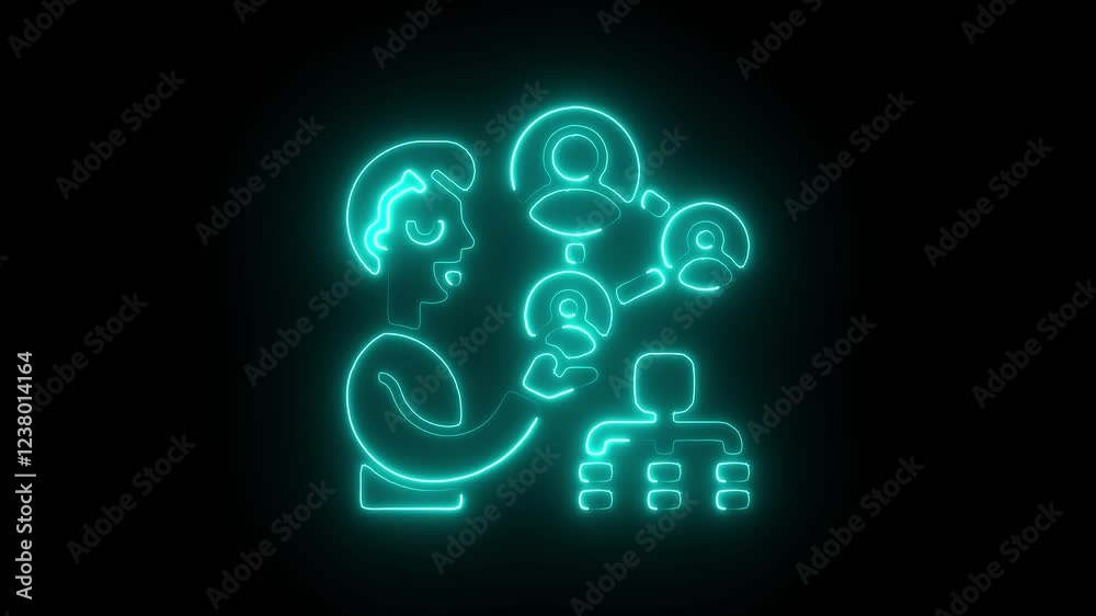 Glowing Neon Team Icon Animation on Black Background, HD Motion Graphic Representing Teamwork, Collaboration, and Group Unity Glowing Neon Team Icon Animation on Black Background, HD Motion Graphic Representing Teamwork, Collaboration, and Group Unity