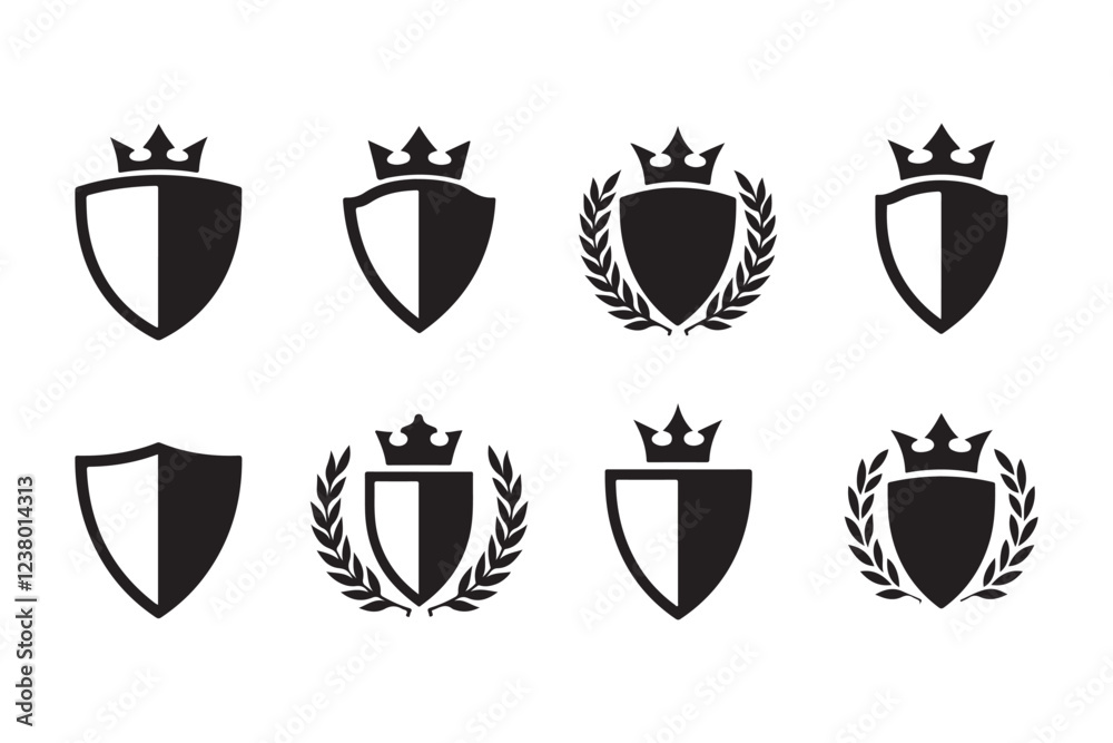 Elegant Heraldic Shield Emblems Elegant Heraldic Shield Emblems