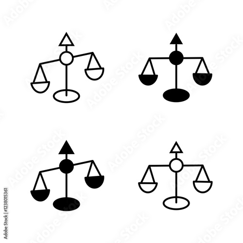 Set of scale icons. Law scale icon. Justice sign on white background