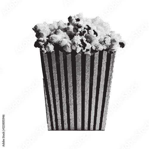 popcorn 1980s and 1990s vintage halftone grunge vector design element