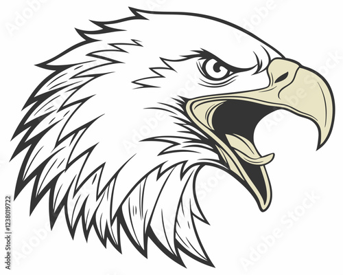 Silhouette of angry eagle head. Eagle Esport mascot logo. eagle tattoo