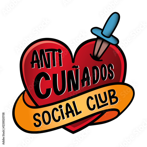 Lettering Anti Cuñado Social Club - Diseño de Corazón y Daga