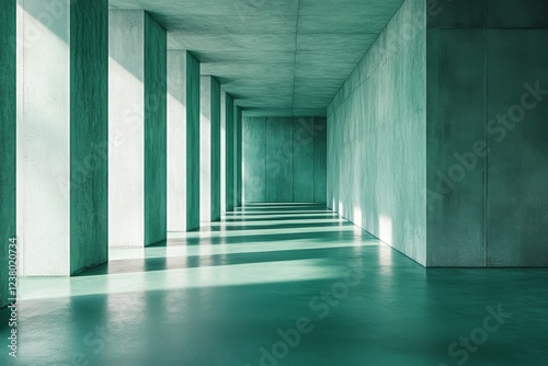 features a 3D-rendered empty and Emerald Green abstract concrete room interior.