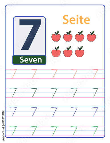 Spanish - English Number Tracing Seite