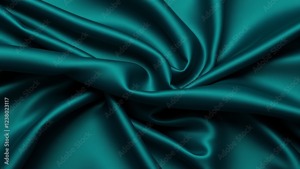 Obraz premium Teal Satin Fabric Texture - Luxurious Drape
