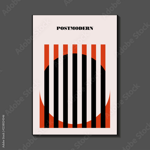 Poster inspired postmodern of vector abstract dynamic symbols with bold geometric shapes, useful for web background, poster art design, magazine front page, hi-tech print, cover artwork