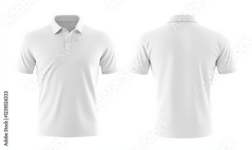 Blank white male polo t-shirt, template for your design mockup. Front and back view.
