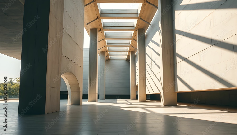 Obraz premium Sunlit Modern Architecture: A Study in Light and Shadow