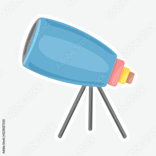 Telescope Vector Illustration Sticker. Vector sticker of a telescope. Ideal for astronomy and exploration themes