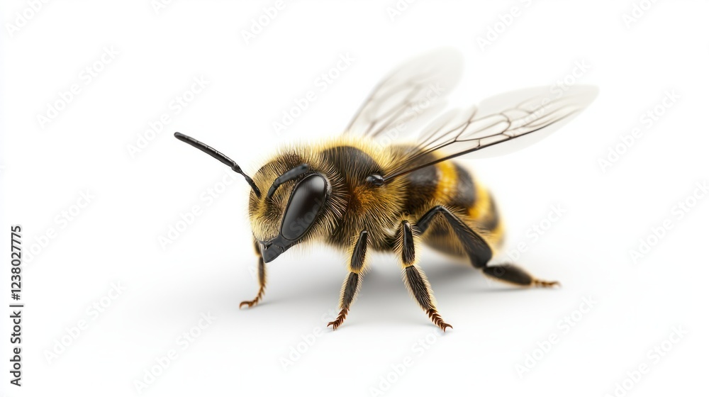 3D-rendered cute bee with a smiling face and soft yellow-black stripes isolated on white 3D-rendered cute bee with a smiling face and soft yellow-black stripes isolated on white