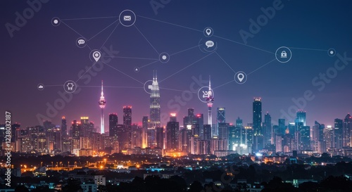 Wallpaper Mural Night Metropolis: Smart City Connectivity Torontodigital.ca