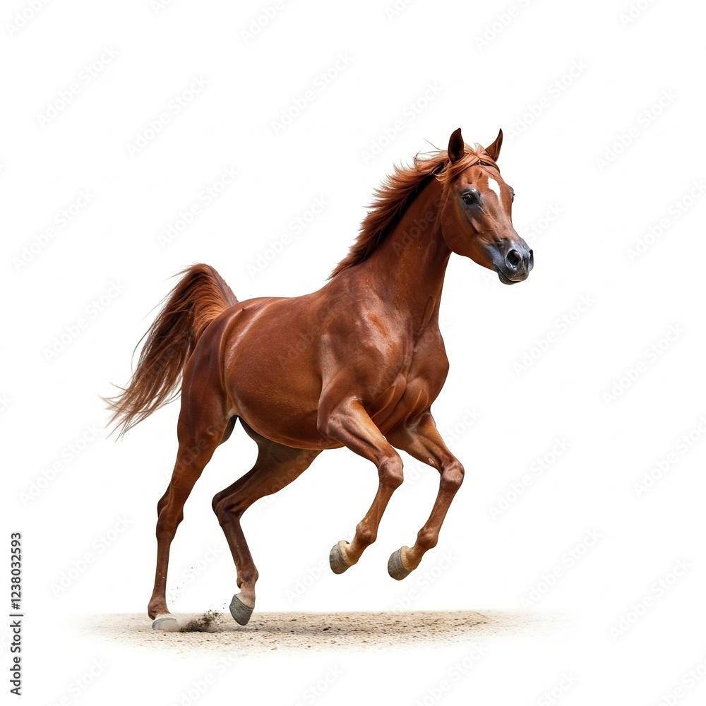 Obraz premium running brown horse isolated on white background