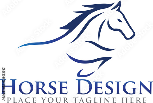Two Running Horse Logo Design Vector Template.