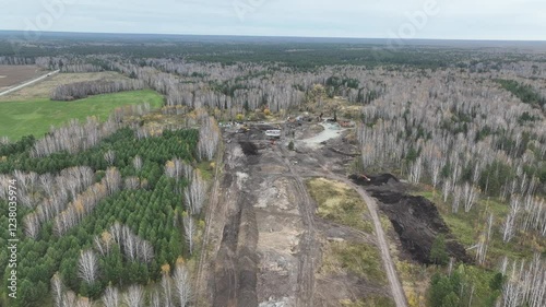 Drone view over construction site.